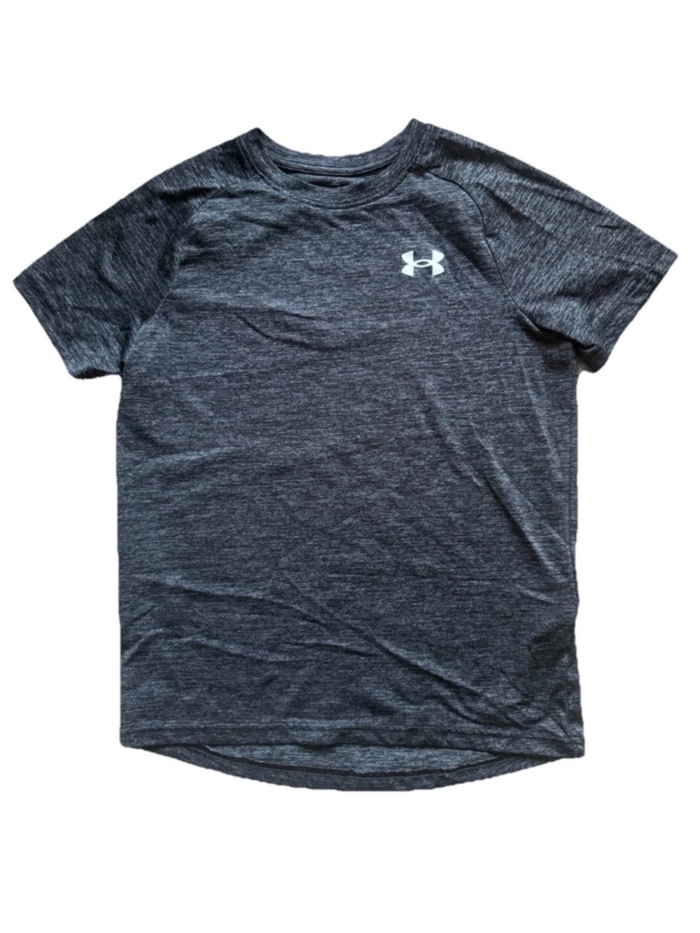 Under Armour Boy’s M Dark Heather Gray SS Active Performance Tee Loose Fit EUC